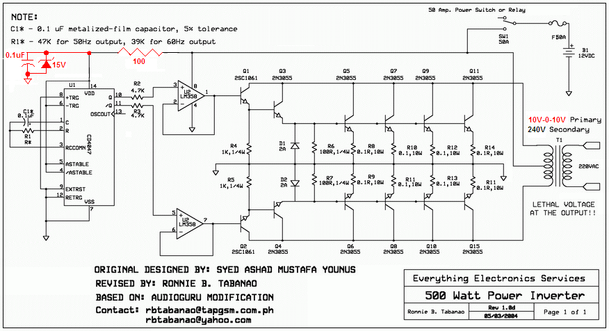 CIRCUIT DIAGRAM: 500W inverter