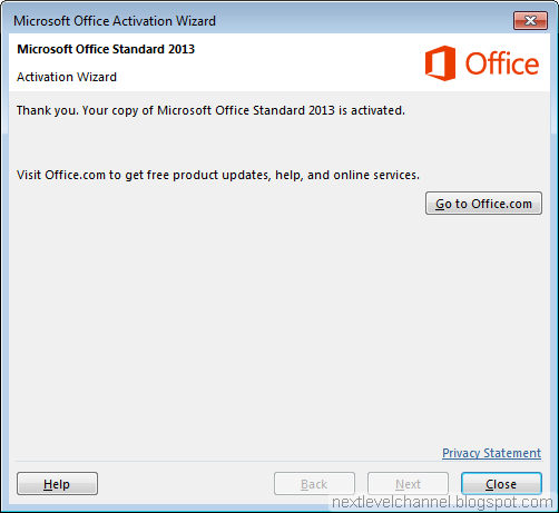Activate Microsoft Office 2013 over Internet