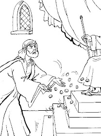 Dibujo Judas arrojando las 30 monedas