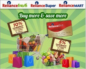 10% Cashback @ Reliance Fresh, Super, Mart 