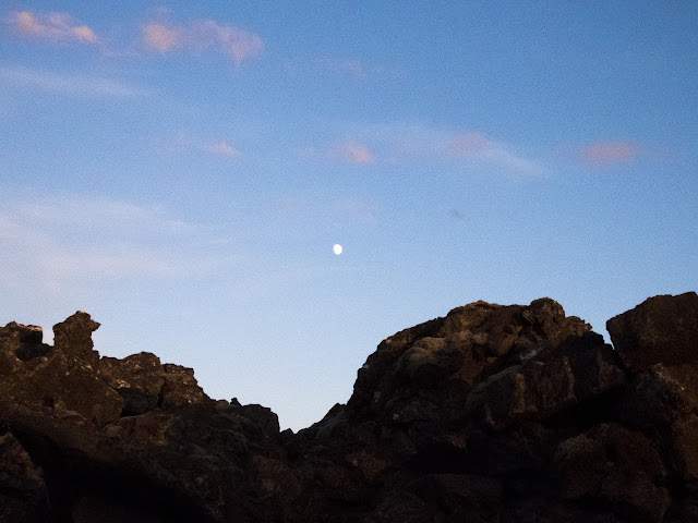 Iceland's Blue Lagoon under the Midnight Sun: Rocky moonscape