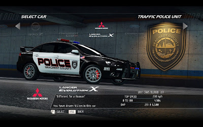 Nfs Hot Pursuit Mitsubishi Lancer Police Car Game Wallpaper