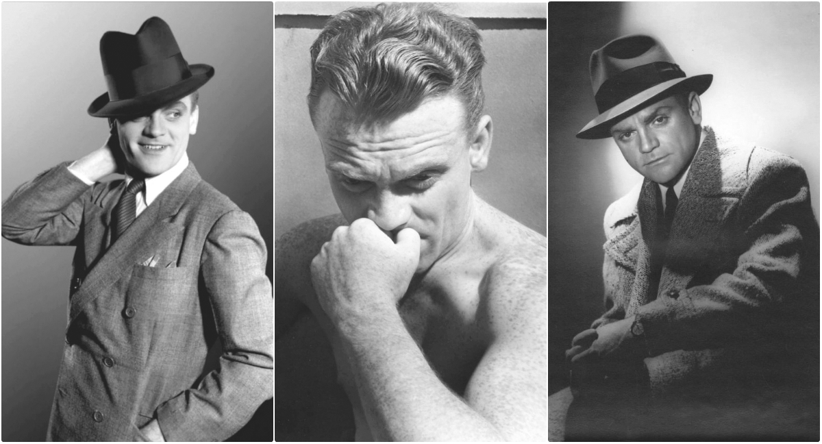 Three separate photos of James Cagney