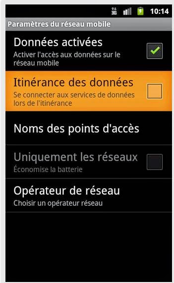 Activation des Données Mobile Activation des Données Mobile