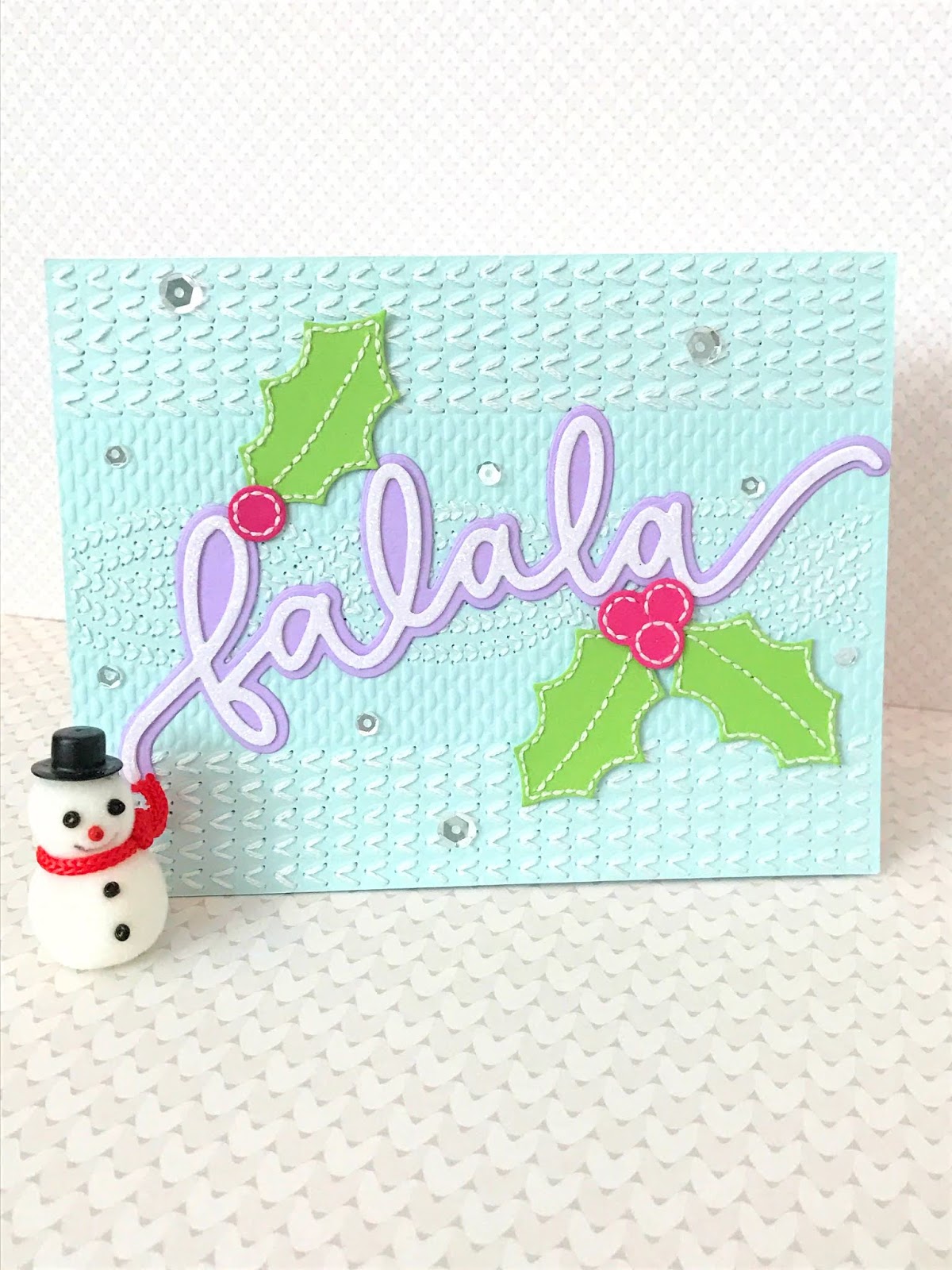 Stitch Your Embossing Folders A Christmas in July Card stitches in paper
