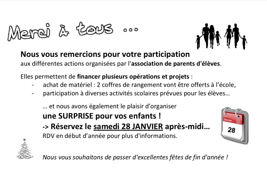 Association des Parents d'Eleves de St Pavace: Remerciements