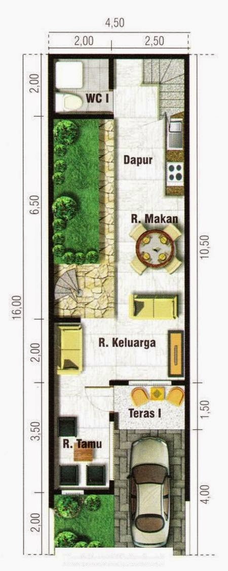 4 Gambar Denah Rumah Lebar Meter Kreatif 3 Panjang