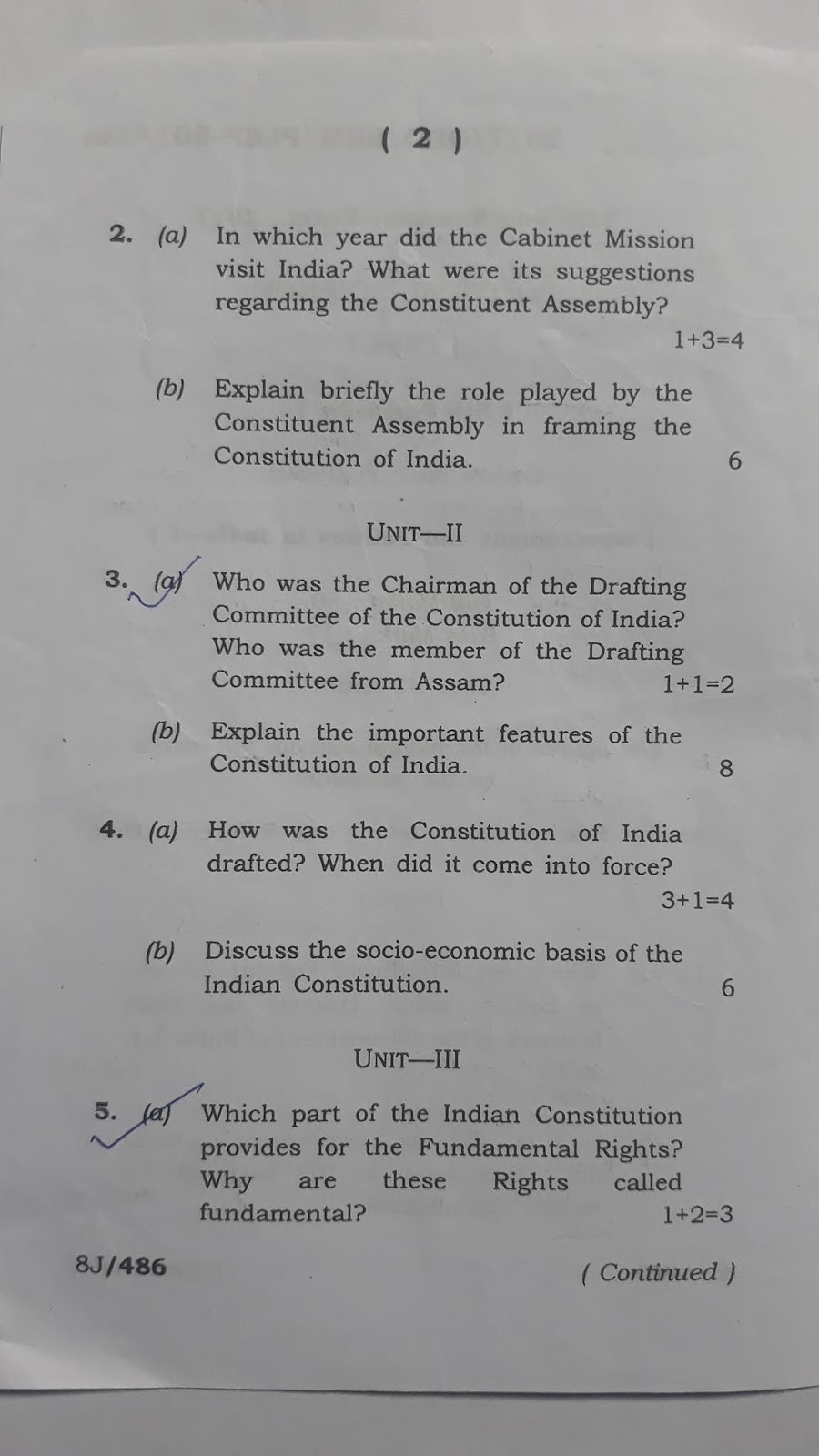 Political Science 5th Semester Question Paper 2017 AUS DOWNLOAD PDF