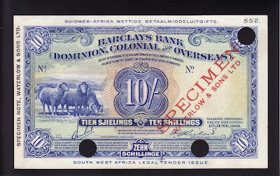 Namibian banknotes South West African 10 shillings