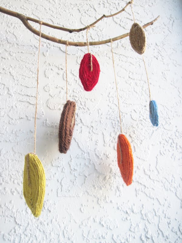 Two Shades of Pink Yarn Leaf Mobile Craft