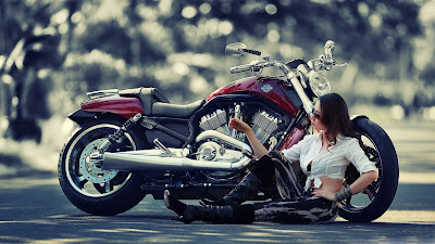 Sexy Girl With Superb Bike HD Wallpapers