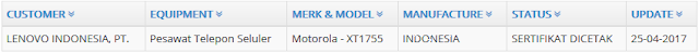 Moto XT1755 sudah lolos Ditjen Postel, sudah siap dijual