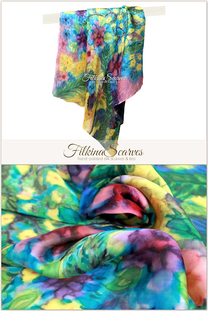 ORDER on my Etsy shop: https://www.etsy.com/shop/FilkinaScarves ****** OOAK Summer Floral small Square scarf Silk chiffon HAND-PAINTED neckerchief Unique women mother grandmother gift for her 26 in  #mothergifts #silkscarf #filkinascarves #chiffon #silkpainting #womensfashion #chicscarves #womensgifts #Momgifts #mothersdaygifts #diygifts 