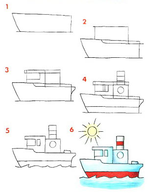 Cómo dibujar un barco a vapor