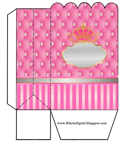 Cajas de Corona Dorada en Fondo Rosa con Brillantes para imprimir gratis.
