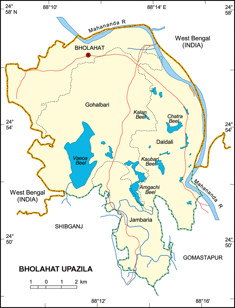 Bholahat Upazila Map Nawabganj District Bangladesh