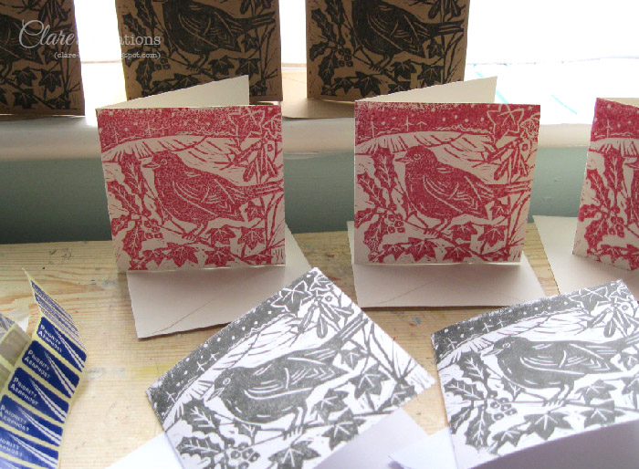 lino cut christmas card clare 39 s creations block printed christmas cards