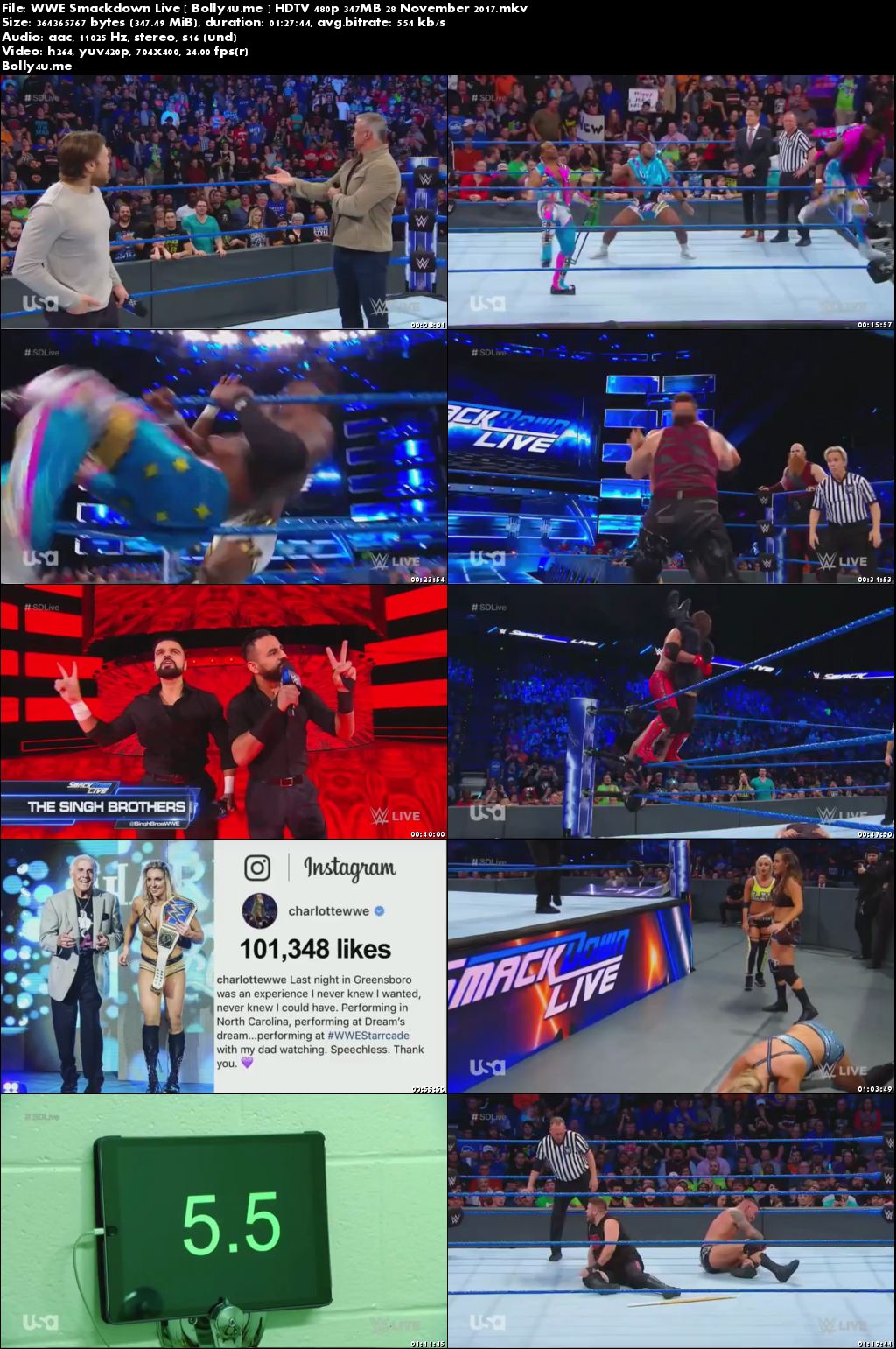 WWE Smackdown Live HDTV 480p 350MB 28 November 2017 Download