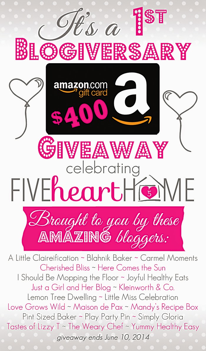 Five Heart Home Blogiversary Giveaway | i should be mopping the floor