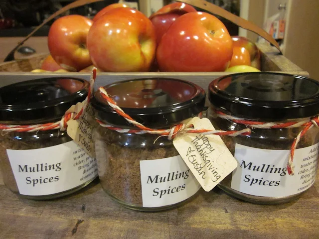 mulling spices with labels and ties