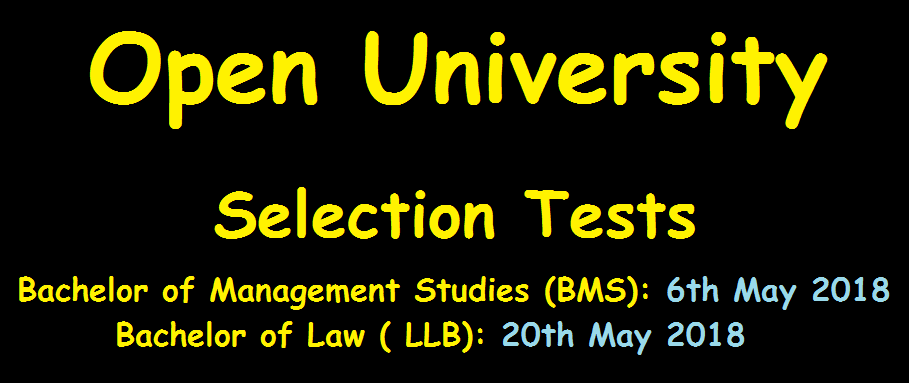 Selection Tests for Open University (BMS and Law)