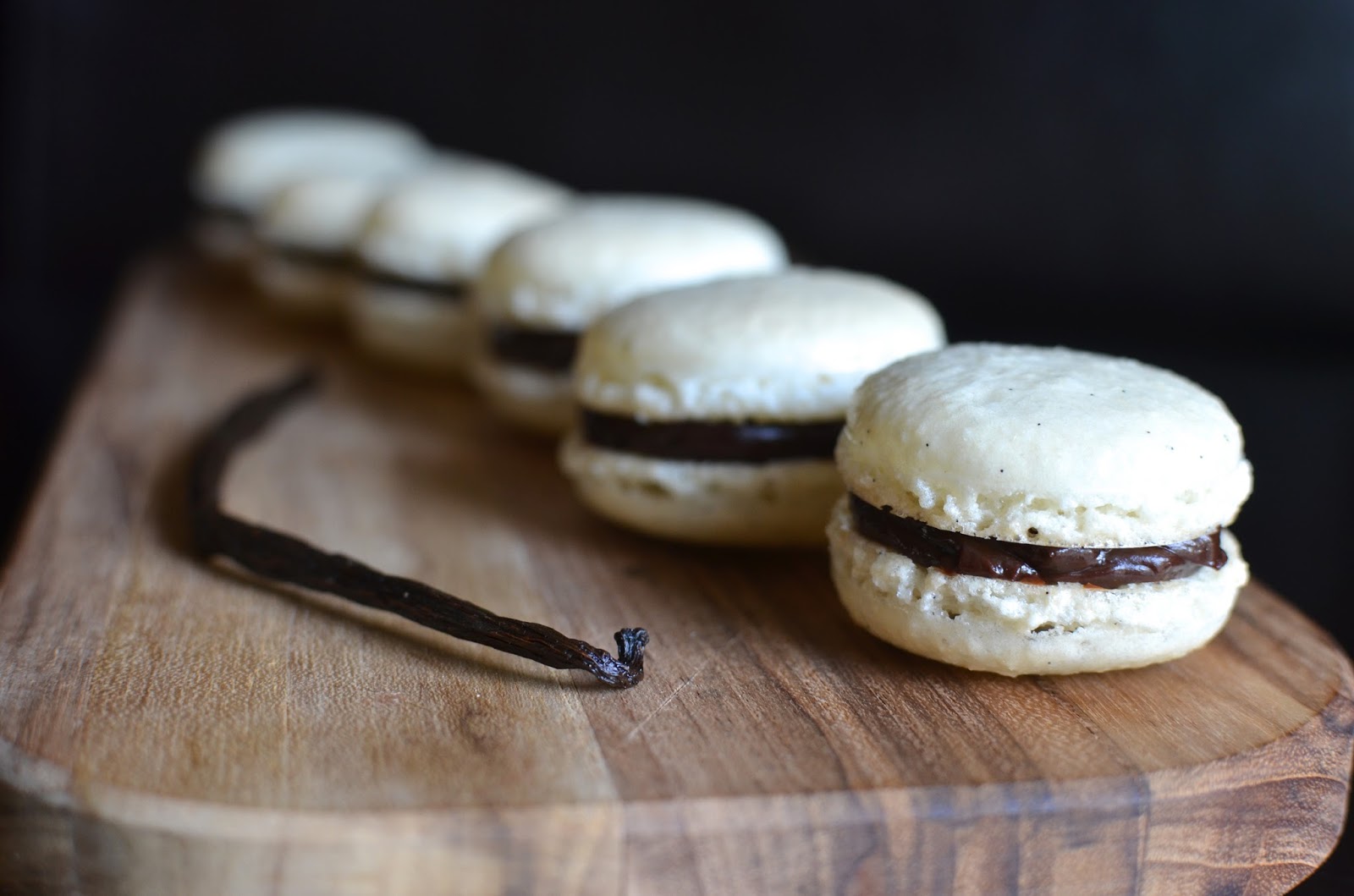 Playing with Flour Vanilla bean macarons with ganache filling