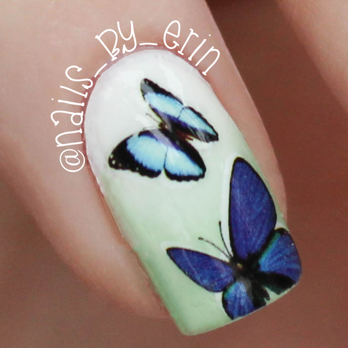 NailsByErin: Mint Gradient Butterfly Water Decal Nails | Born Pretty ...