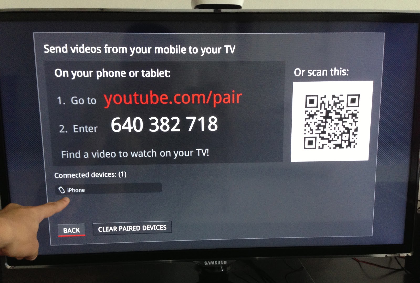 whats the pairing code for my tv