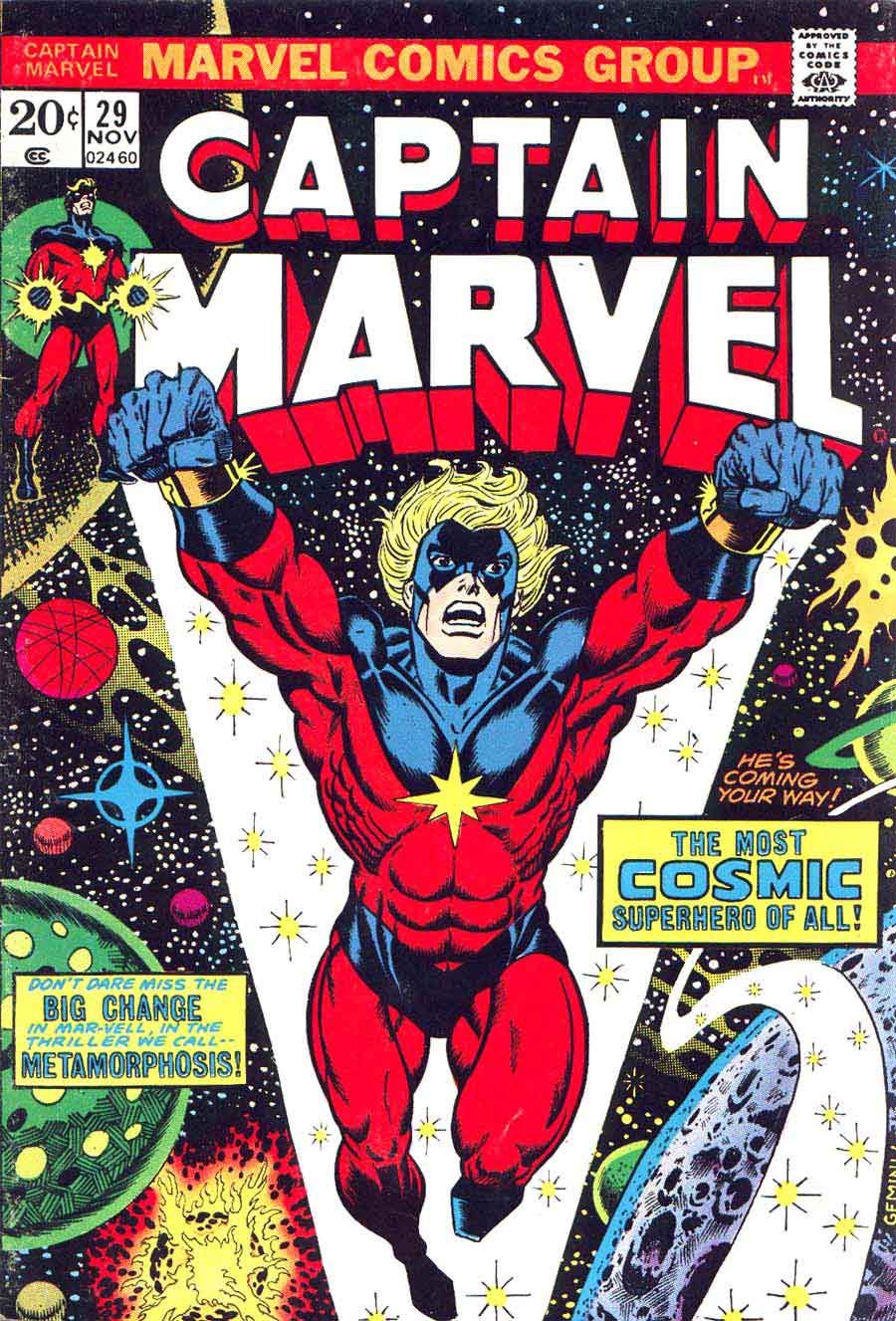 Captain Marvel #29 marvel 1970s bronze age comic book cover art by Jim Starlin