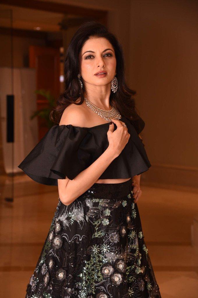Bollywood Actress Bhagyashree Stills In Black Dress