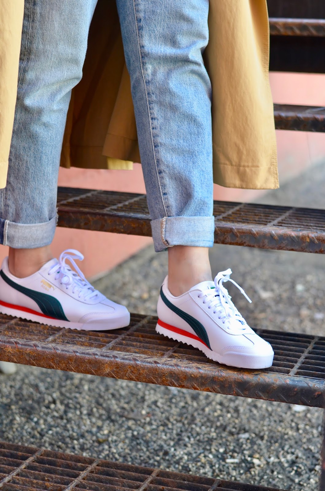puma roma on feet