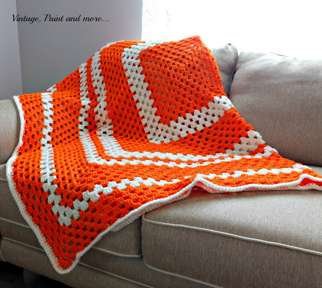 Vintage, Paint and more... afghan crochet in a simple granny square pattern