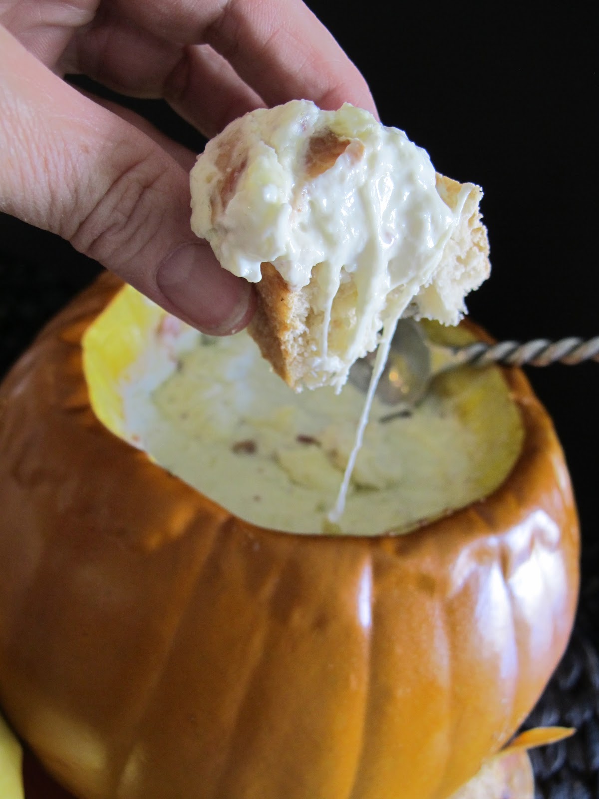 Bacon Jalapeno Dip in a Baked Pumpkin Purple Chocolat Home