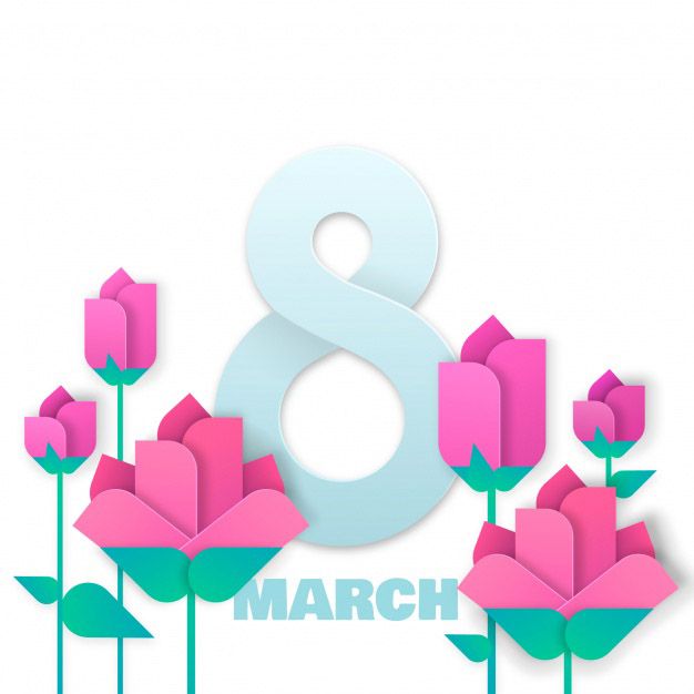 Women's day background in origami style Free Vector