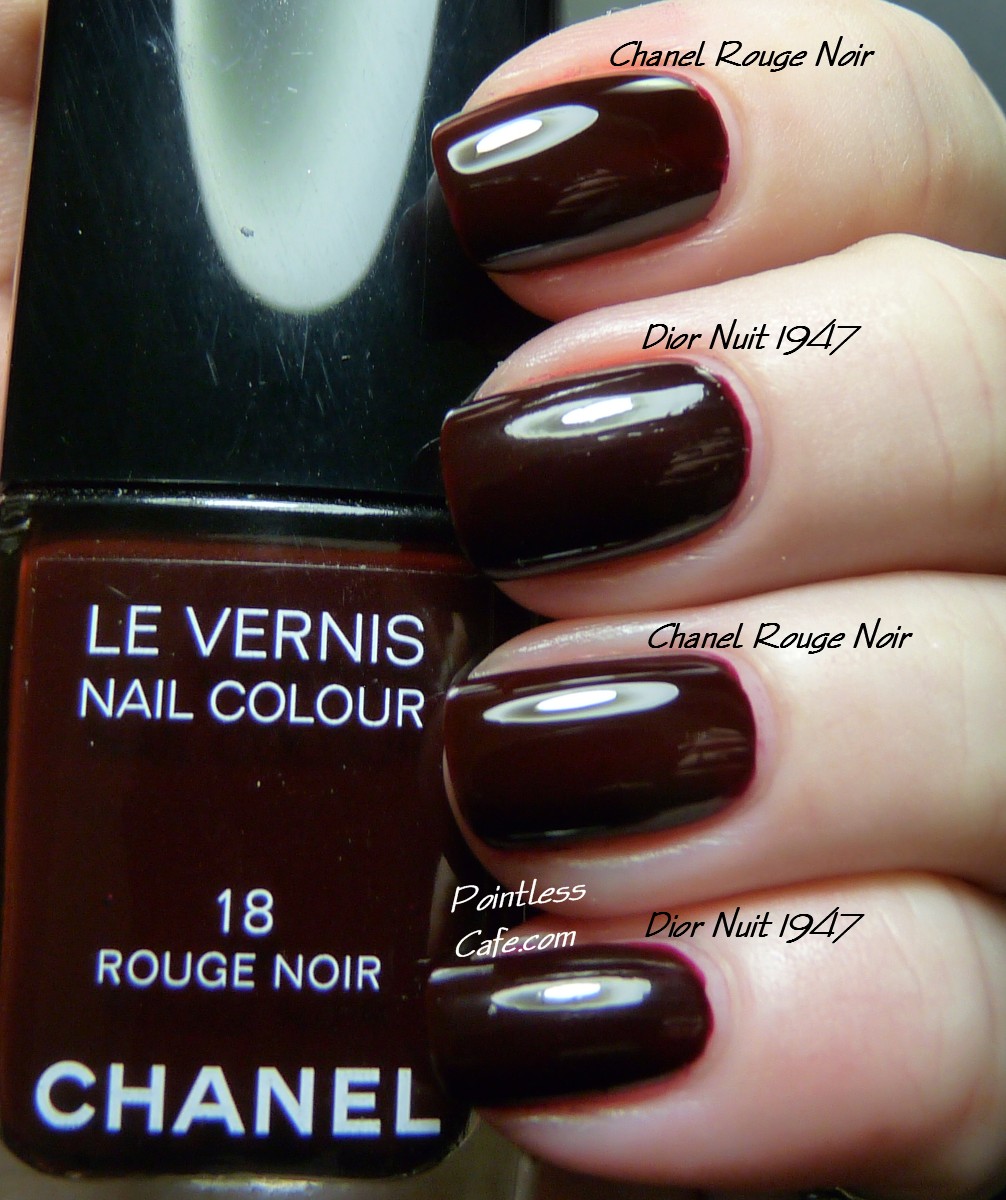 Pointless Cafe: Dior Nuit 1947 - Swatches and Comparison with Chanel Rouge  Noir