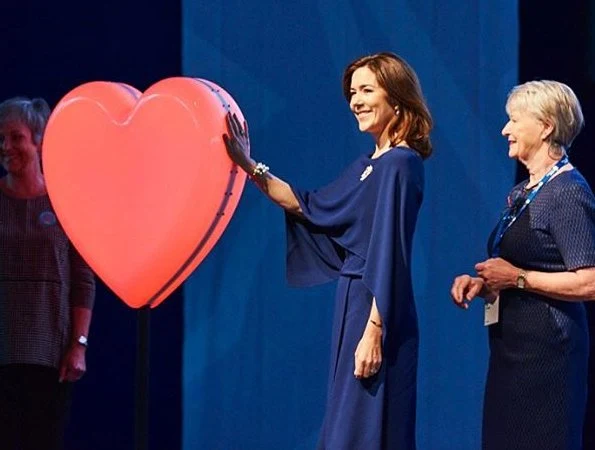 EMS2017 Congress. Crown Princess Mary wore Gianvito Rossi Python pumps and Prada dress, carried Naledi Copenhagen Allana Latte Ostrich Clutch