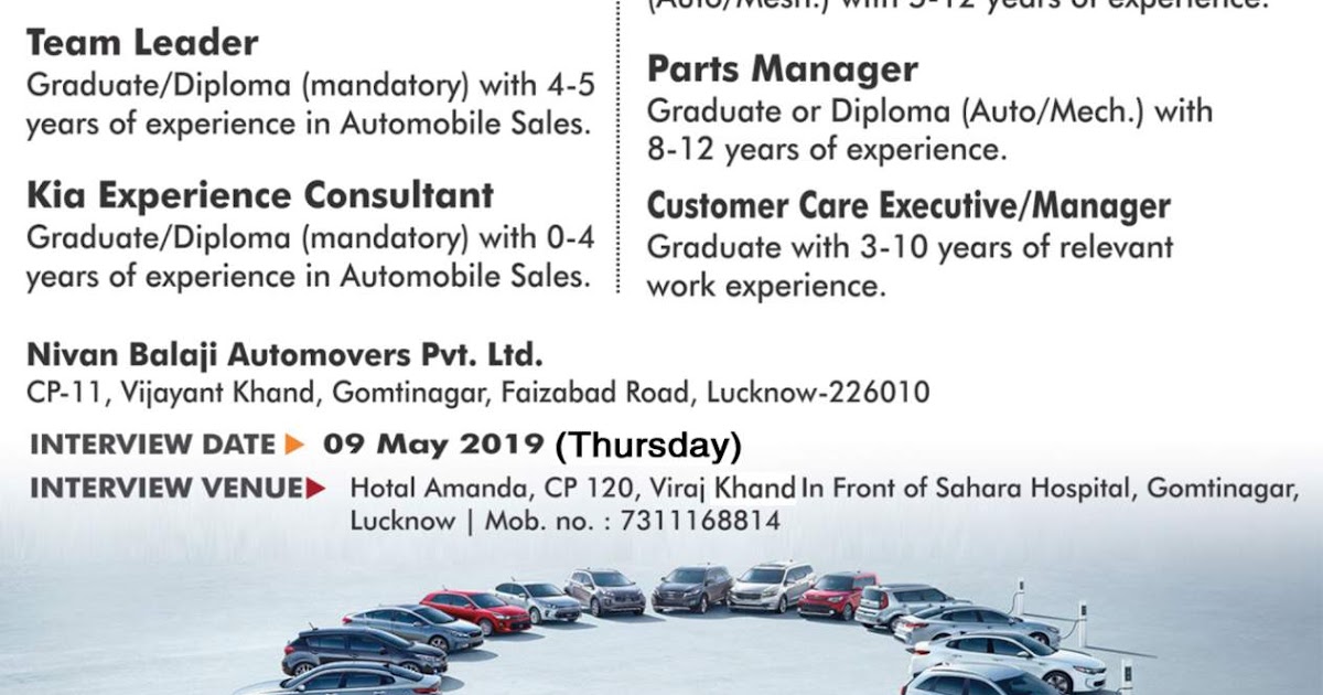 Kia Motors Jobs in Lucknow Latest Opening for Fresher’s