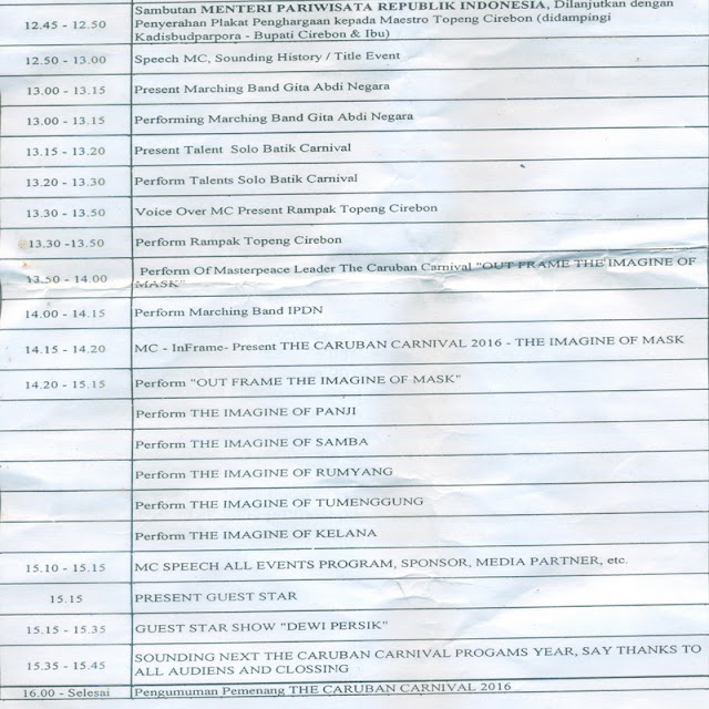 RUNDOWN THE CARUBAN CARNIVAL MINGGU 22 MEI 2016