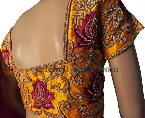 Blouse with Rose Embroidered Work - Saree Blouse Patterns