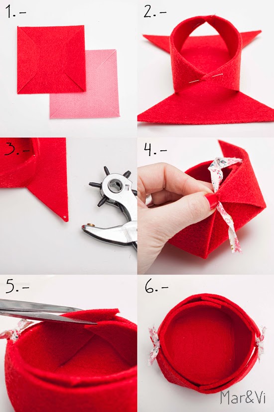  mini cestas de fieltro paso a paso