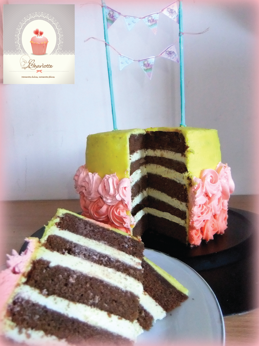 CHARLOTTE BUTTERCREAM PASSION FRUIT AND CHOCOLATE CAKE