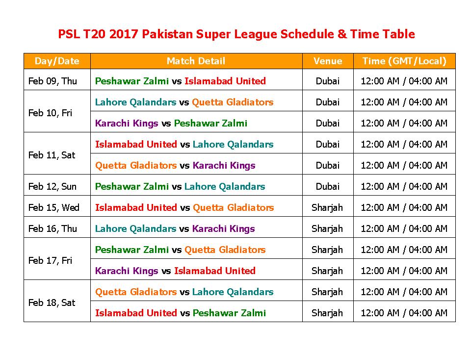 Learn New Things PSL T20 2017 Pakistan Super League Schedule & Time Table Learn New Things PSL T20 2017 Pakistan Super League Schedule & Time Table