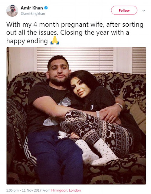 Aww, boxer Amir Khan and wife reconcile months after he filed for divorce and accused her of cheating. See pic he shared on IG