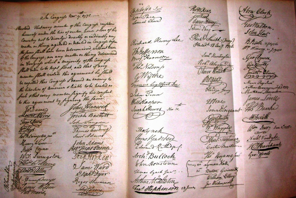 Continental Congress Oath of Secrecy - That every member of this Congress considers himself under the ties of virtue, honor and love of his Country, not to divulge, directly or indirectly, any matter or thing agitated or debated in Congress - November 9, 1775 from the American Archives