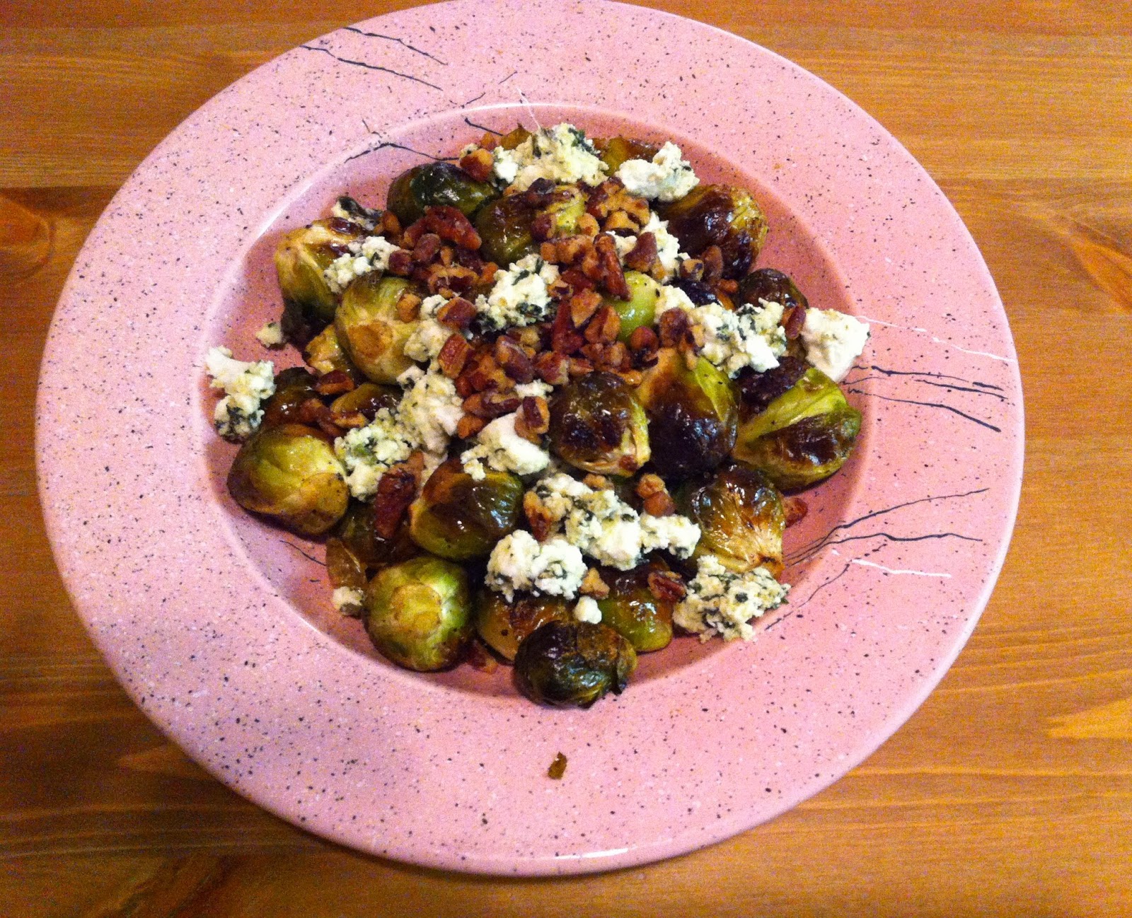 Small Town Sisters Roasted Brussels Sprouts with Goat Cheese & Candied