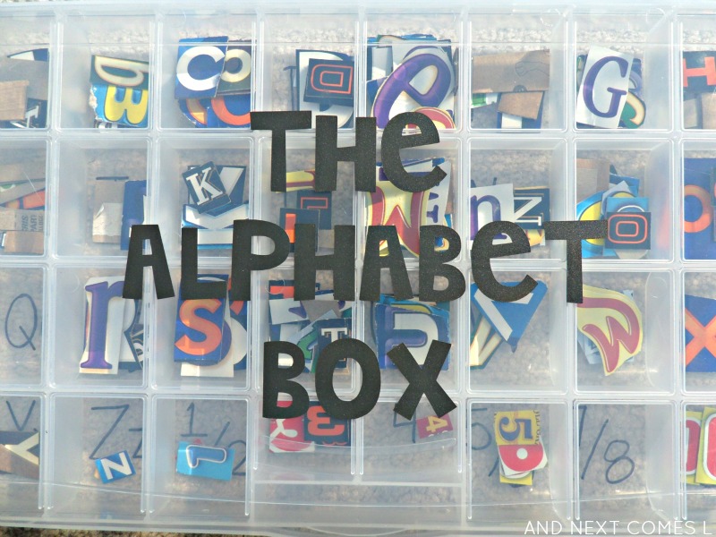 Recycled alphabet & number busy box idea for kids from And Next Comes L