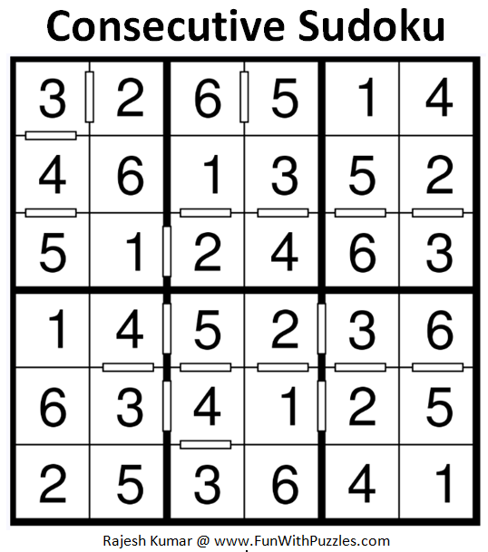 Consecutive Sudoku (Mini Sudoku Series #68) Solution
