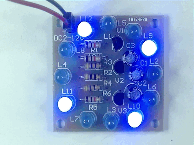 Circular Electronic LED Flash Circuit Light DIY Kit 12Pcs Production Red Blue