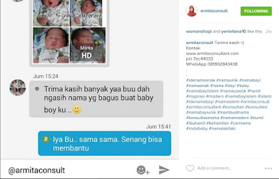 Testimoni Pemesanan Nama Bayi