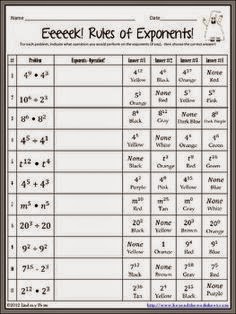Exponent Worksheets Puzzle- Teacher Resources
